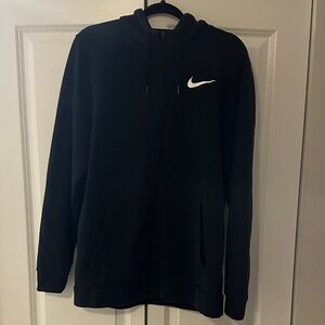Nike Dri-Fit Sweat Suit Black Full-Zip Hoodie and pants with White Swoosh